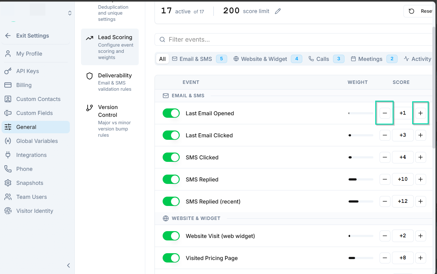 Customizing Score Values